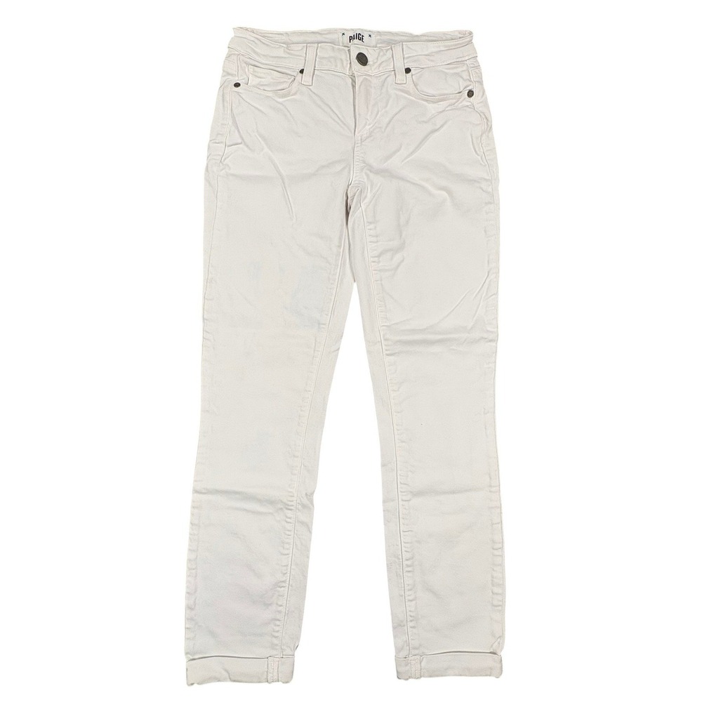 PAIGE Kylie Crop Jeans Womens 26x26 White Straight Stretch Cuffed Denim